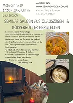 Seminar Naturkosmetik Ölauszüge, Salben und feste Kakao- Körperbutter herstellen mit Sandra Schneider