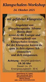 Klangschalen-Workshop mit geführter Klangreise mit Klangtherapeutin Silvana Bonitz-Beer