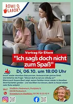Vortrag für Eltern „Ich sag's doch nicht zum Spaß” mit Susann Ebert